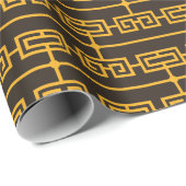 アールデコパターン09 – 鮮やかなガンボージオンデコブラック ラッピングペーパー (ロールコーナー)