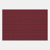 アールデコパターン09 – 黒のカーミン赤 ラッピングペーパーシート (正面3)