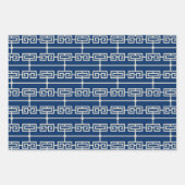 アールデコパターン09 - Dark Azureのオフホワイト ラッピングペーパーシート (正面)