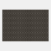 アールデコパターン10 -スペインのグレー（黒） ラッピングペーパーシート (正面)