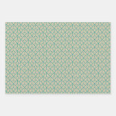 アールデコパターン12 -ティール（緑がかった色）オン（オフ – ホワイト） ラッピングペーパーシート (正面2)