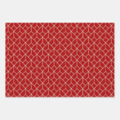 アールデコパターン12 – ミラノレッドのオフホワイト ラッピングペーパーシート (正面)