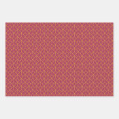 アールデコパターン12 – ラズベリーピンクのデコ金ゴールド ラッピングペーパーシート (正面2)
