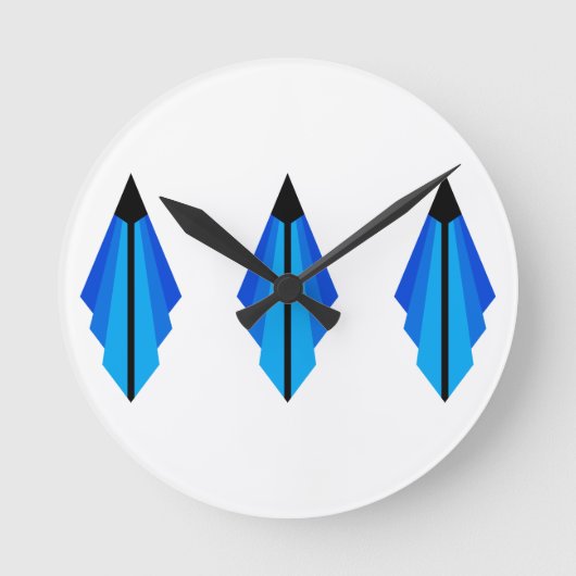アールデコパターン3 （青） ラウンド壁時計 (正面)