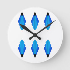 アールデコパターン3 （青） ラウンド壁時計