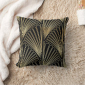 アールデコパターン(の模様が)あるクッション(黒と金ゴールド) クッション (ブランケット)