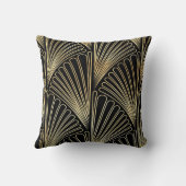 アールデコパターン(の模様が)あるクッション(黒と金ゴールド) クッション (裏面)