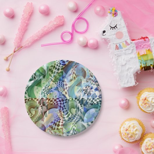 アールデコパターン – イン奥行きと光学的イリュージョン ペーパープレート (パーティー)