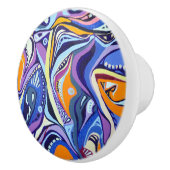 アールデコパターン – オレンジと青 セラミックノブ (右)