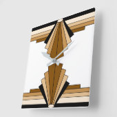 アールデコパターン（オレンジと黄褐色） スクエア壁時計 (傾斜)