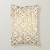アールデコパターン。シームレスな白と金ゴールド背景 アクセントクッション (正面(垂直))