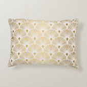 アールデコパターン。シームレスな白と金ゴールド背景 アクセントクッション (裏面)