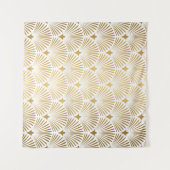 アールデコパターン。シームレスな白と金ゴールド背景 タペストリー (正面(横))