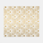 アールデコパターン。シームレスな白と金ゴールド背景 フリースブランケット (正面(横))