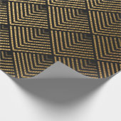 アールデコパターン。シームレスな黒と金ゴールド背景 ラッピングペーパー (角)