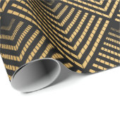 アールデコパターン。シームレスな黒と金ゴールド背景 ラッピングペーパー (ロールコーナー)