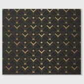 アールデコパターン。シームレスな黒と金ゴールド背景 ラッピングペーパー (フラット)