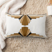 アールデコパターン(タンズ、ブラウンズ、ブラックランバー) ランバークッション (ブランケット)