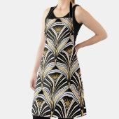 アールデコパターン。ヴィンテージ金ゴールド白黒背景 エプロン (インサイチュ)