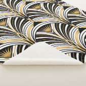 アールデコパターン。ヴィンテージ金ゴールド白黒背景 シェルパブランケット (3/4)