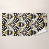 アールデコパターン。ヴィンテージ金ゴールド白黒背景 バスタオル (バスタオル)