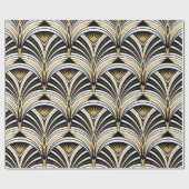 アールデコパターン。ヴィンテージ金ゴールド白黒 ラッピングペーパー (フラット)