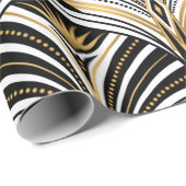 アールデコパターン。ヴィンテージ金ゴールド白黒 ラッピングペーパー (ロールコーナー)