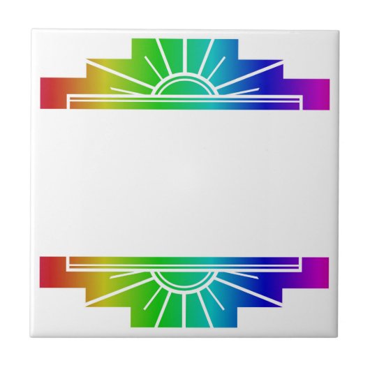 アールデコパターン（明るい色） タイル (正面)