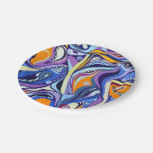 アールデコパターン – 青とオレンジ ペーパープレート (アングル)