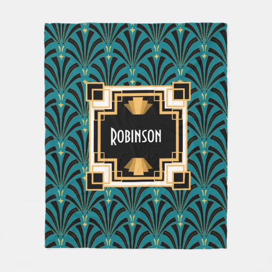 アールデコパルメットモノグラム フリースブランケット (正面)