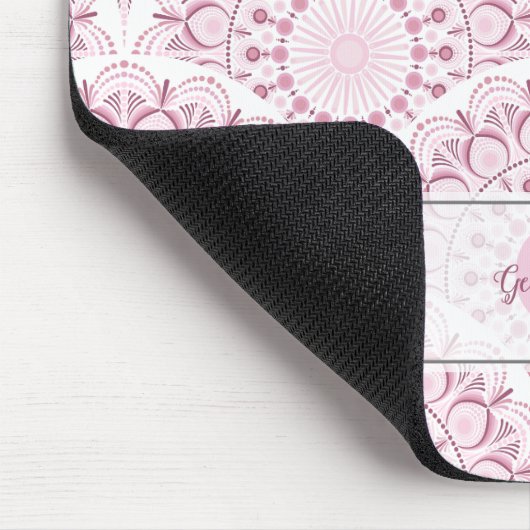 アールデコパーソナライズされたピンク紙吹雪レースマンダラ マウスパッド (コーナー)