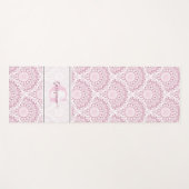 アールデコパーソナライズされたピンク紙吹雪レースマンダラ ヨガマット (正面(横))