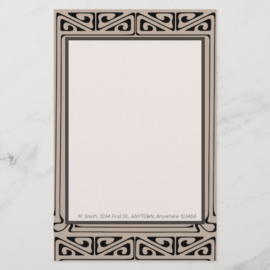 アールデコパーソナライズされたブラック、ブラウン、クリーム (正面)