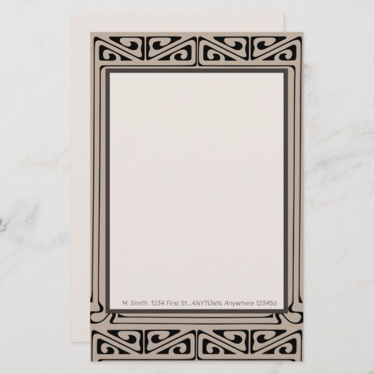 アールデコパーソナライズされたブラック、ブラウン、クリーム (正面/裏面)