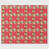 アールデコパーソナライズされた名写真クリスマスレッド ラッピングペーパー (フラット)