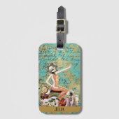 アールデコパーソナライズされた女 ラゲッジタグ (正面縦)