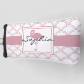 アールデコパーソナライズされた波形パッテンピンクフラミンゴ ゴルフヘッドカバー (正面)