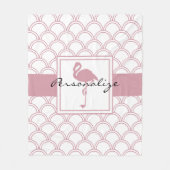 アールデコパーソナライズされた波形パッテンピンクフラミンゴ フリースブランケット (正面)