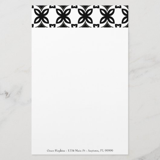 アールデコパーソナライズされた開花 便箋 (正面)