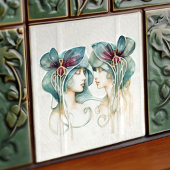 アールデコパープルライズウォールデコールアールヌーボー タイル