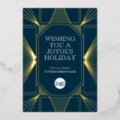 アールデコビジネスクリスマスグリーティングネイビーブルー 箔シーズンカード (正面)