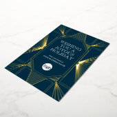 アールデコビジネスクリスマスグリーティングネイビーブルー 箔シーズンカード (回転した状態)