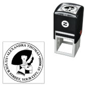 アールデコビッグ帽子手袋のRL名住所の女性 セルフインキングスタンプ (インサイチュ)