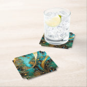 アールデコビューティフル金ゴールドターコイズブラック ペーパーコースター (インサイチュ)