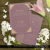 アールデコピンクと金ゴールド結婚ズ 招待状