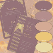 アールデコピンクと金ゴールド結婚ズ 招待状