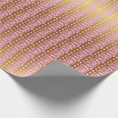 アールデコピンクと金ゴールド装飾ストライプ品 ラッピングペーパー (角)