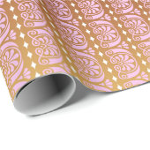 アールデコピンクと金ゴールド装飾ストライプ品 ラッピングペーパー (ロールコーナー)