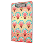 アールデコピンクの花金ゴールドティール（緑がかった色）フローラ クリップボード (左)