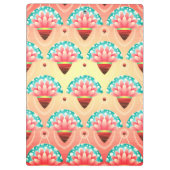 アールデコピンクの花金ゴールドティール（緑がかった色）フローラ クリップボード (裏面)